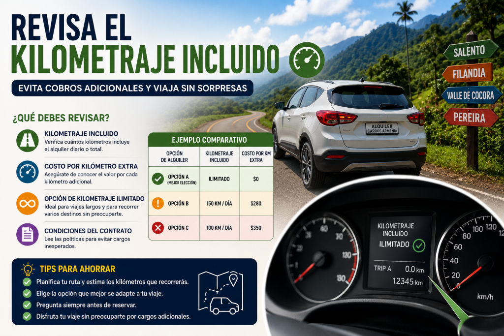 km en alquiler de carro 