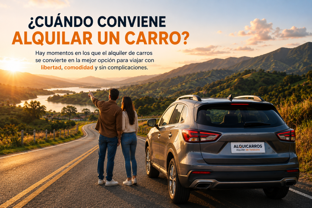 pareja alquilando un vehículo para vacaciones